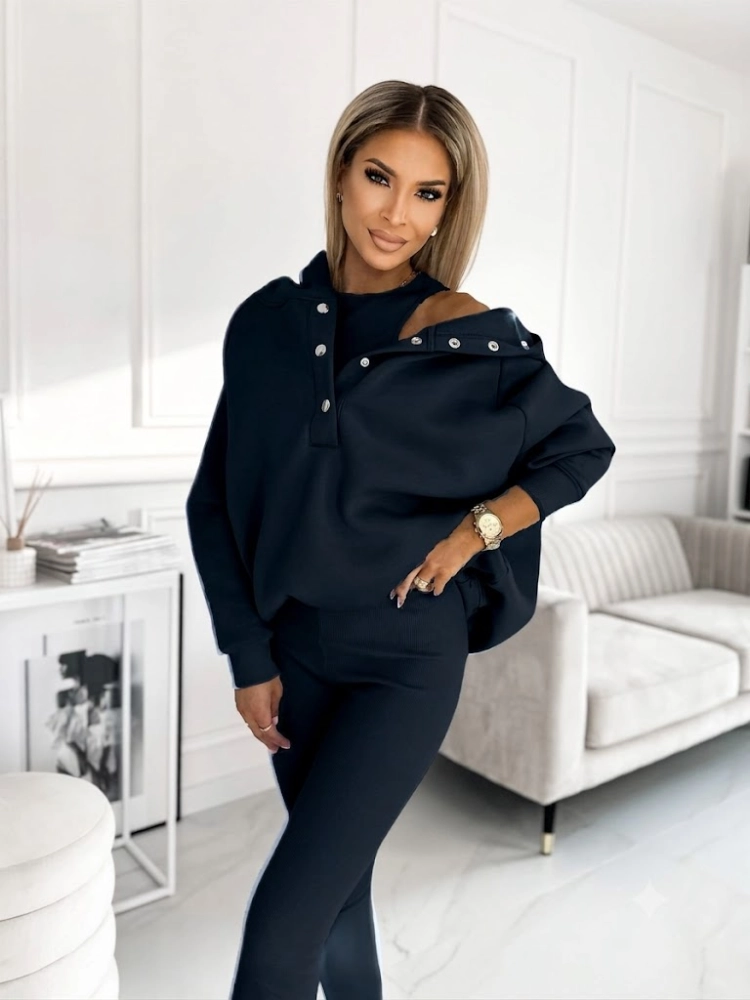 BRAK TOPU - BRAK MOŻLIWOŚCI ZWROTU Dres 3 częściowy Bluza plus legginsy Czarny 
