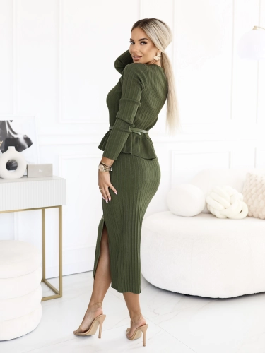 Komplet Romantica Bluzka plus Spódnica khaki (4).jpg
