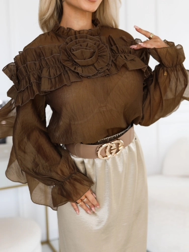 Bluzka Organza z Różą złota oliwka (1).JPG