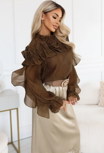 Bluzka Organza z Różą złota oliwka (3).JPG
