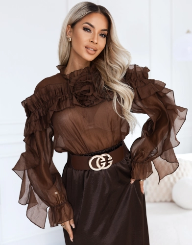 Bluzka Organza z Różą czekoladowa (6).JPG