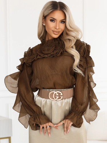 Bluzka Organza z Różą złota oliwka (2).JPG