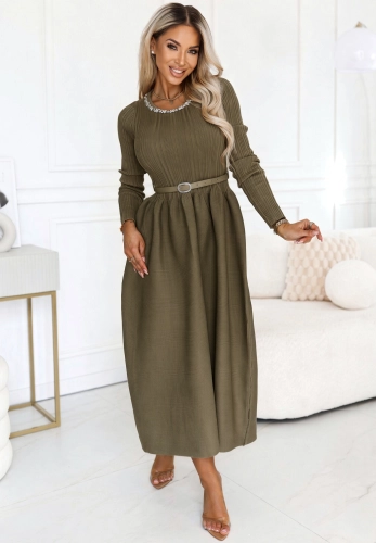 Sukienka Dzianinowa Bombka MIDI khaki