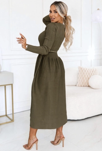 Sukienka Dzianinowa Bombka MIDI khaki