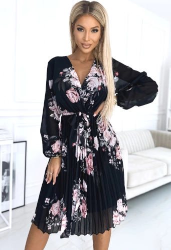 Sukienka Kopertowa Plisa OVERSIZE czarne rose  (1).JPG
