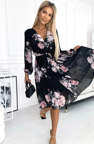 Sukienka Kopertowa Plisa OVERSIZE czarne rose  (4).JPG