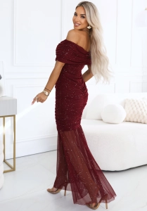 Sukienka Ariel z Brokatem MAXI bordowa