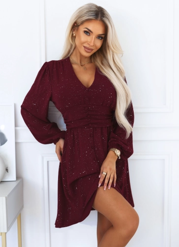 Sukienka Serina z Brokatem MINI bordowa (5).JPG
