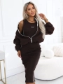 Komplet Bluza Rozpinana plus Sukienka Lampasy czekoladowy