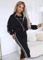 Komplet Bluza Rozpinana plus Sukienka Lampasy czarny