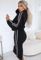 Komplet Bluza Rozpinana plus Sukienka Lampasy czarny