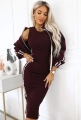 Komplet Bluza Rozpinana plus Sukienka Lampasy śliwka